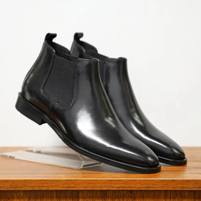 New Chelsea Boots Men Shoes PU Brown Fashion Versatile Business Casual British Style Street Party Wear Classic Dress Ankle Boots