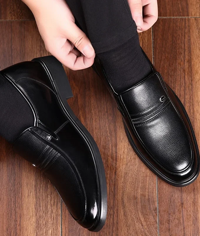 Men Flat/5cm Dress Shoes Formal Leather Elevator Shoes Height Increase Shoes Men's Business Wedding Oxfords Zapatos De Hombre