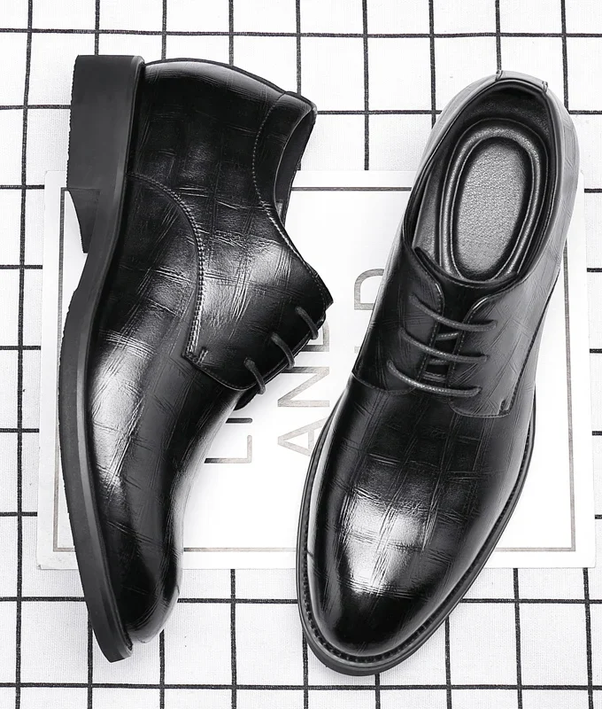 Genuine Leather Thick Soled Men Elevator Shoes 3/6/8 CM Height Increase Lift Men Formal Oxford Shoes for Business Wedding Party