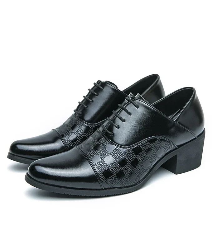 Luxury Classic Men's High Quality Leather Shoes Banquet Dress Shoes Men's Business Shoes 6CM High Heels Pointed Wedding Shoes