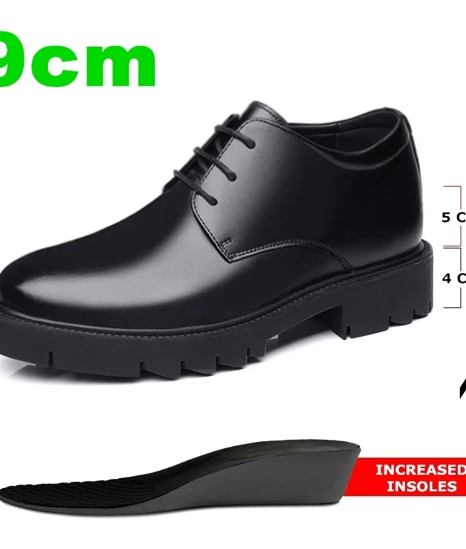 New Men Platform High Heel 4/7/9 CM Height Growth Formal Men Derby Genuine Leather Business Shoe Man Oxford Elevator Dress Shoes