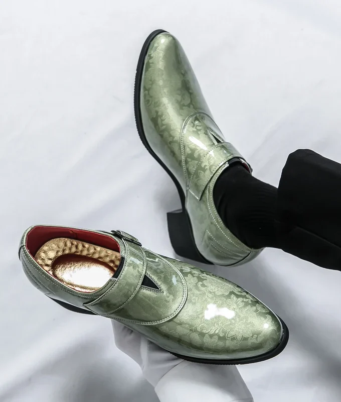 Fashion Lift Leather Shoes Business Men High Heel Pointed Elevator Chunky Height Increase 6CM Dress Wedding Shoe Plus Size 38-46