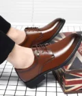 Men Flat / 6CM Heightening Elevator Shoes Hollow Breathable Business Formal Leather Shoes Man British Dress Casual Wedding Shoes - Image 6