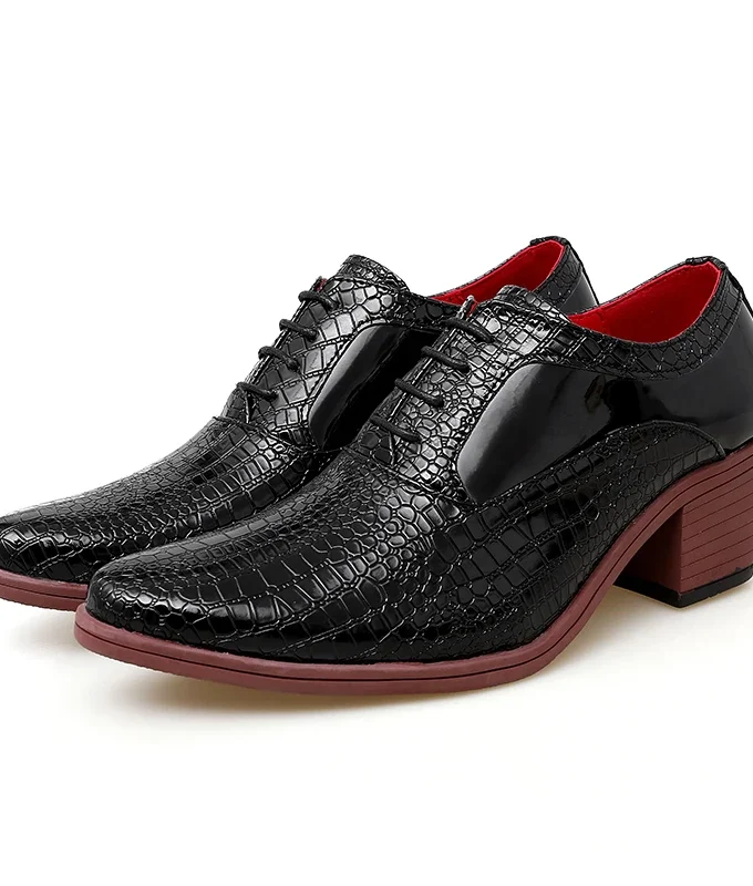 Hot Sale Crocodile Men's Heel Shoes Formal Leather Brown Men Loafers Dress Shoes Fashion Mens Casual Shoes Zapatos Hombre 2023