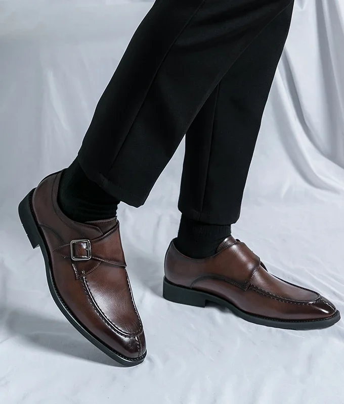 Leather Shoes For Men Fashion Buckle Classic Business Shoes for Male Luxury Brand Antiskid Cozy Men Loafers Design Shoes Men