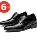 High Quality Genuine Leather Brogue Men Elevator Shoes 6CM Height Increase Oxford Men Formal Dress Shoes Business Office Wedding