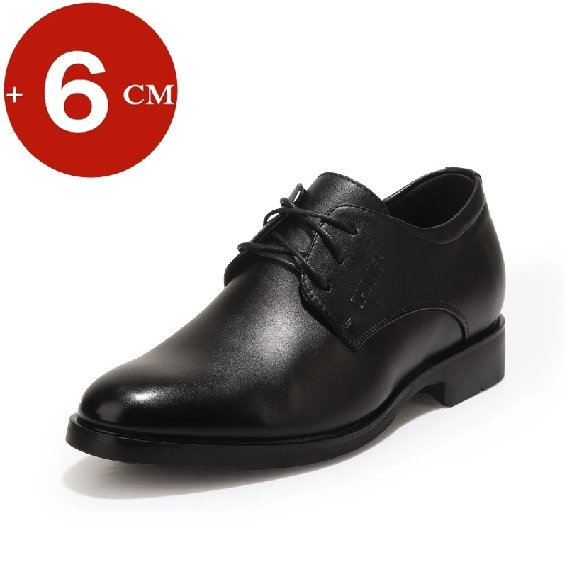 Business Platform Leather Shoes Men Elevator Shoes Casual Height Increase Insole 6CM British Office Black Fashion Dress Oxfords
