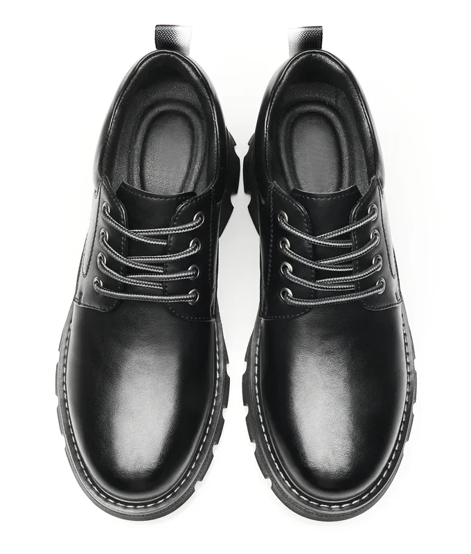 Genuine Leather Platform Work Sneakers Man Elevator Shoes 6/8 CM Height Increase Sports Lift Men Thick Soled Outdoor Boots