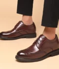 Men's Dress Brogues Elevator Shoes Platform Breathable Casual Business Luxury Genuine Leather Heightening Shoes 6 8CM Taller Man - Image 3