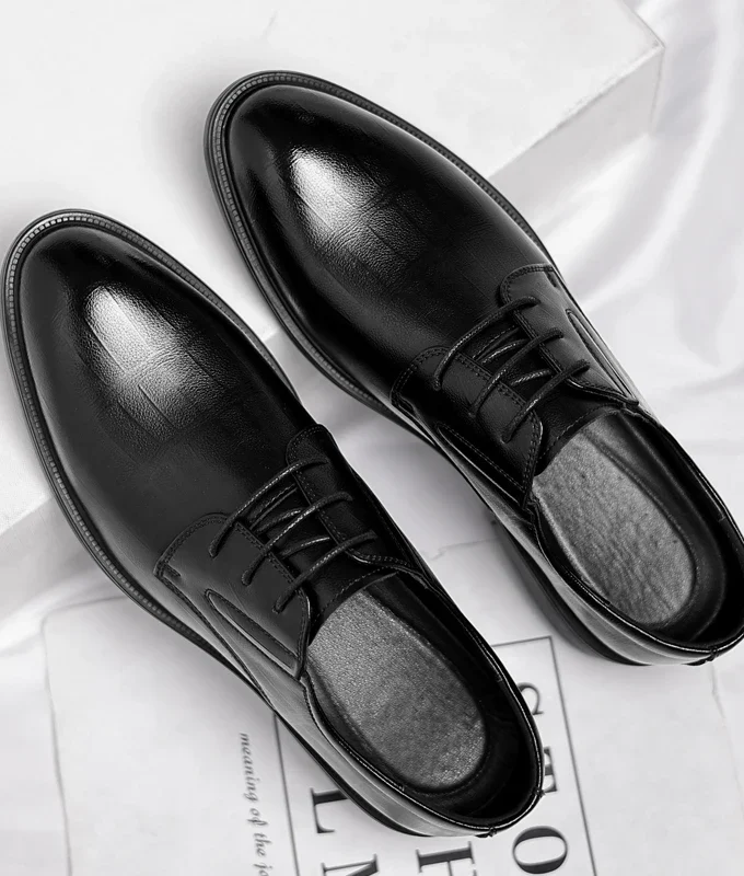 3/6/8 CM Elevator Shoes Men Dress Shoes Black Soft Leather Men Heighten Formal Shoes Casual Business Men Oxfords Suit Shoes